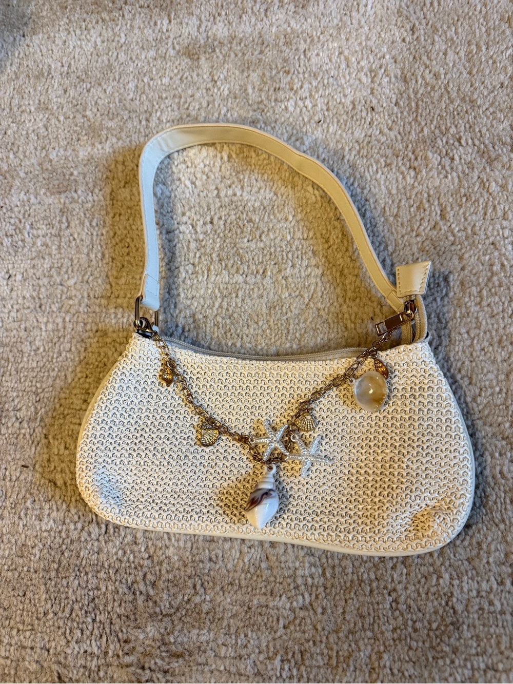 Woven mini purse with seashell charms